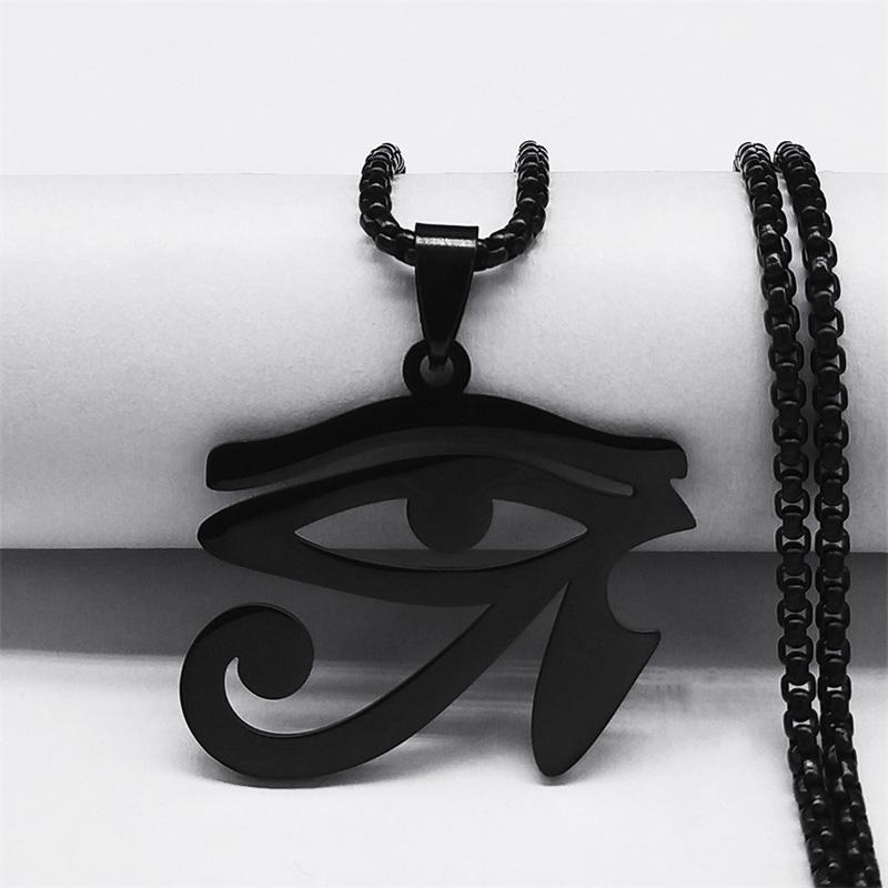 Collane con Catena Occhi Egizi in Acciaio Inossidabile Uomo Statement Mitologia Occhio di Ra Horus Simbolo Collana Gioielli bijoux femme N4540
