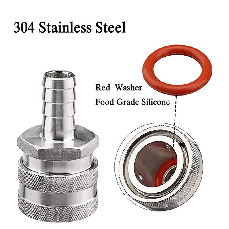 1/2"NPT Beer Quick Disconnect Set, 1/2 " Barb 304 Stainless Steel Quick Disconnect Kit Moonshine Fitting Connectors HomeBrewing