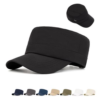 Summer Quick-Drying Flat Top Hat Men's Big Head Cap Outdoor Mesh Breathable Sun Hat