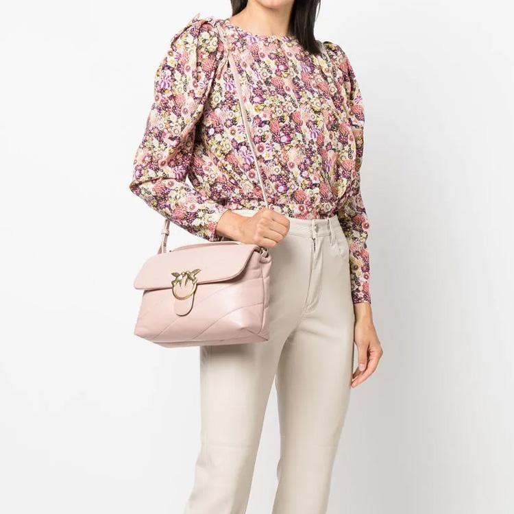 New PINKO Calfskin Flying Bird Swallow Bag Portable Crossbody Bag Shoulder Bag Women's Pink 1P22U8-A03J-O81Q