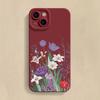 Purple Floral Pattern Phone Case For iPhone 16 16E 15 14 13 12 11 Pro Max XR X XS 12 Mini 16E 7 8 Plus Silicone Cover