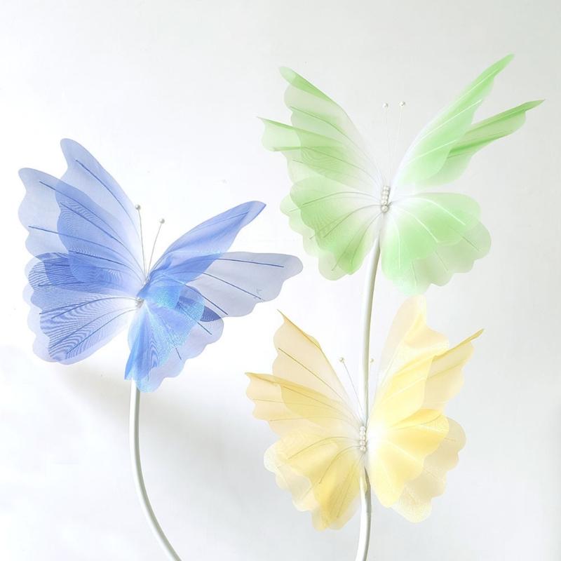Large Handmade Gauze Butterfly Artificial Butterfly Ornament for Living Room Wall Window Garden Wedding Decoration
