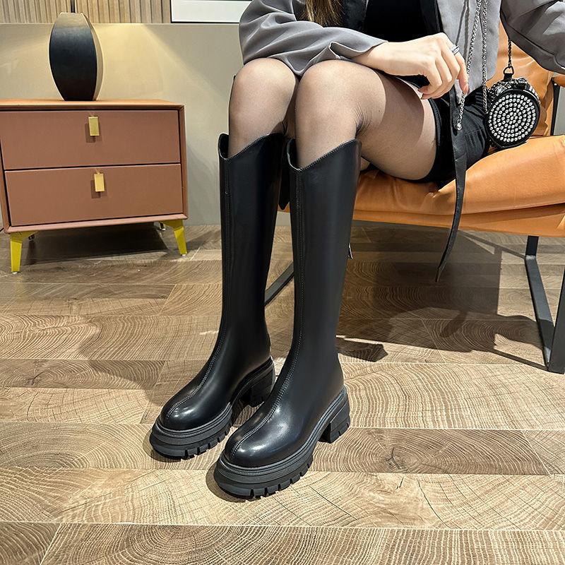 Thick-soled boots Small man v mouth but knee high knight boots 2025 autumn and winter absolute son thick heel boots women