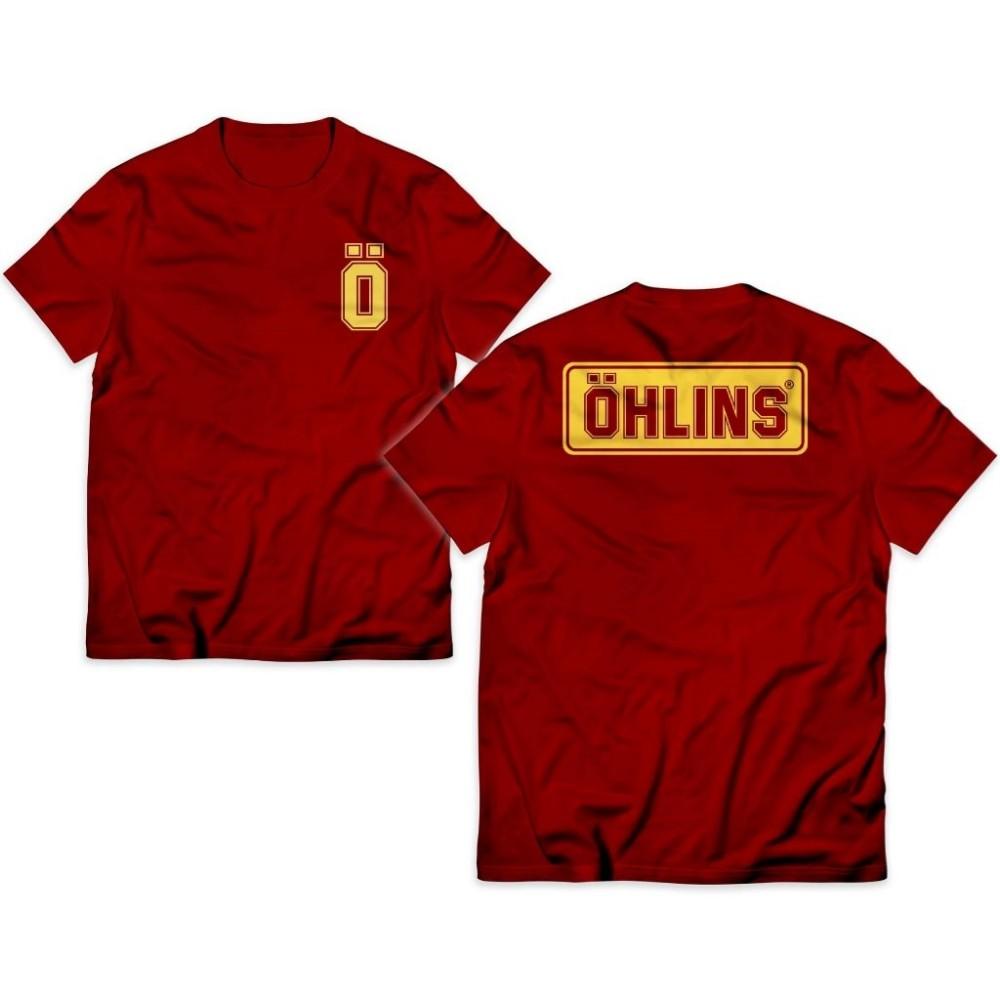 2026 Casual Ohlins Racing Original TShirt Featuring Modified Motorcycle And Car Logos Baju Distro Pure Cotton Top