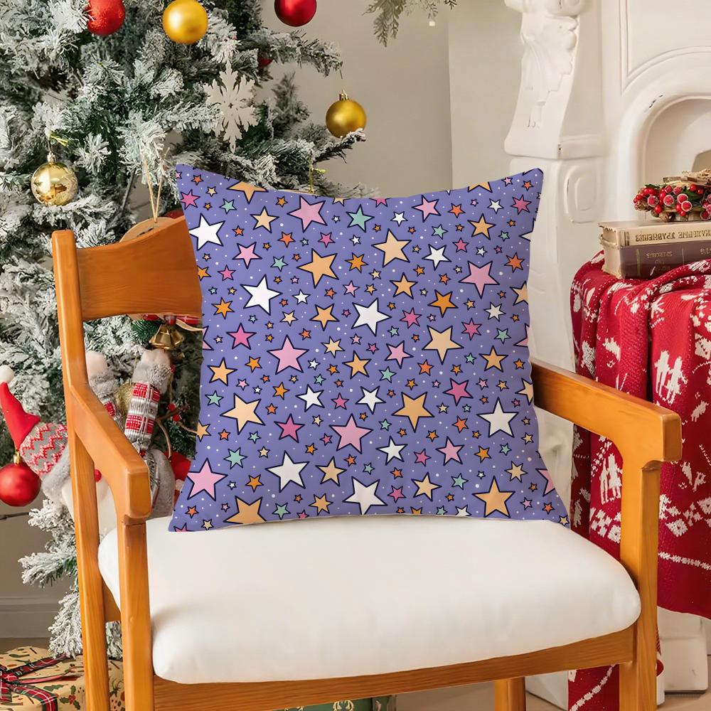 Stars Pattern Pillow Case Silky Elegant Comfort Sofa Bed Invisible Zipper