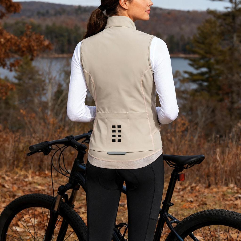 WOSAWE Höst/Vinter Dam Vindtät Fleece Ärmlös Varm Väst Reflekterande Silikon Vadderade Cykelbyxor Landsvägscykel Cykeldräkt