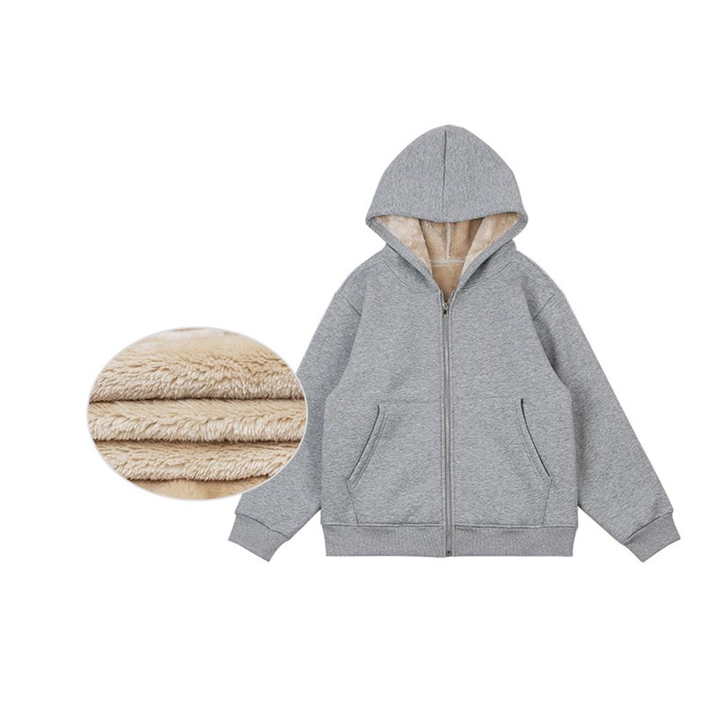 Winter Boys' And Girls' Fleece Hooded Sweatshirt Medium And Large Lamb Fleece Warm Jacket