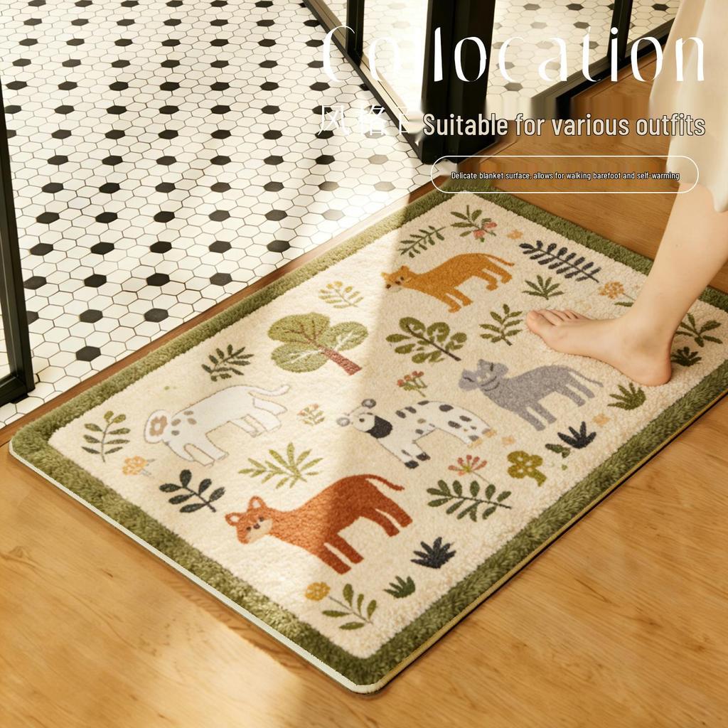 Anti-Slip Bathroom Shower Mat - Thickened Faux Cashmere Water Absorbent Foot Rug