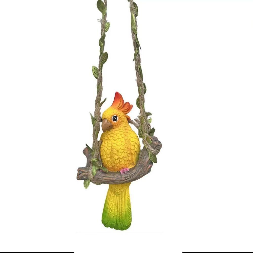 Resin Parrot Statue Ornament Chinese Style Bird Sculpture  Garden Lawn Patio Porch
