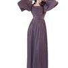 2025 Spring European & American Women's Square Neck Ruffled Slim High-Waist Dress