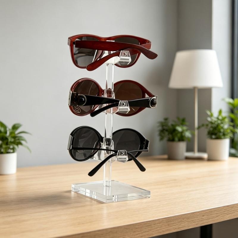 Unique Multilevel Acrylic Eyewear Stand Retail Store Accessories Rack Easy Assemble Acrylic Shelf For Fashionable Glasses Presentation