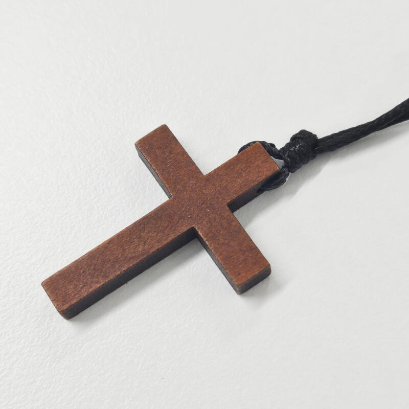 Verstellbares Holz-Kreuz Lederarmband Halskette Raumspiegel Aufhänger