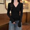 Autumn design button-neck knitted sweater women's inner pit strip bottoming sweater slim and thin