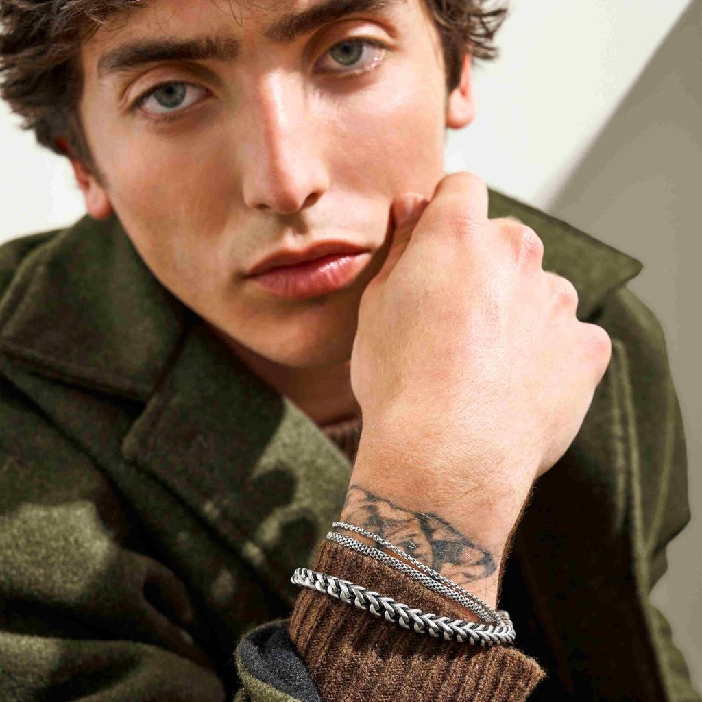 SKAGEN Men's TOV Mesh Silver-Tone Stainless Steel Chain Bracelet, SKJM0235040