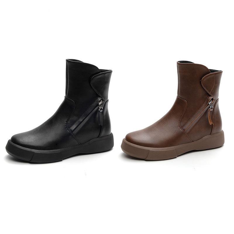 Versatile Boots Women's Shoes Retro Thick-soled Ankle Boots Breathable and Anti-slip Boots