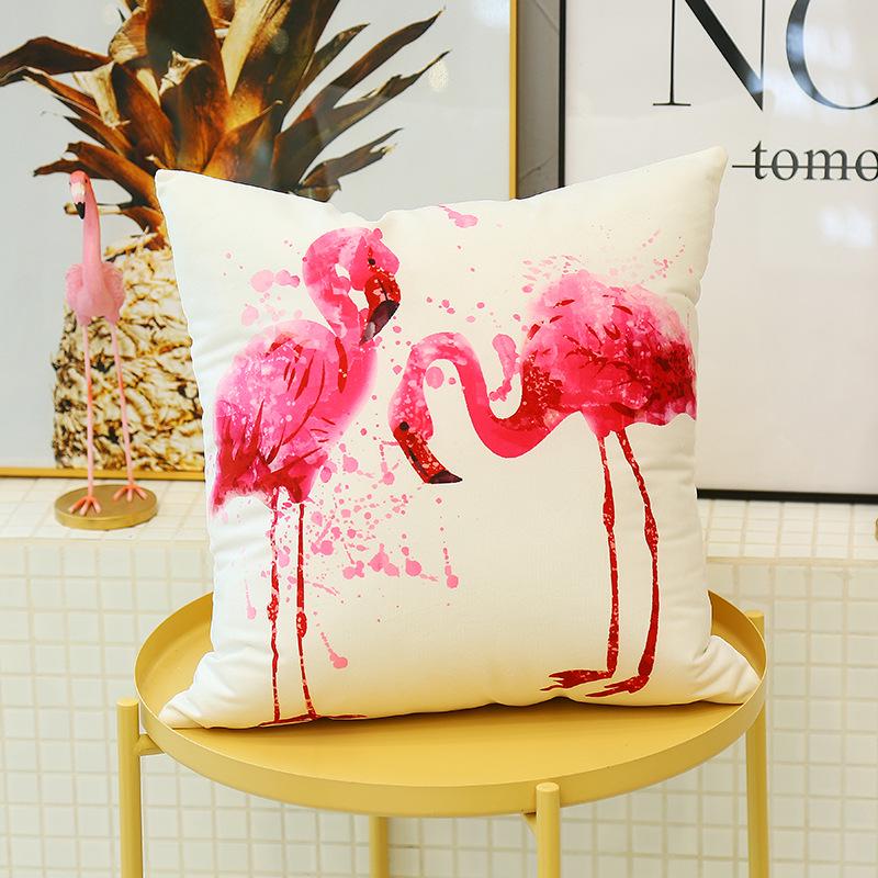 Small Fresh Flamingo American Pastoral Nordic Style Pillow Set Car Sofa Cushion Pillow Cover Does Not Include Pillow Core