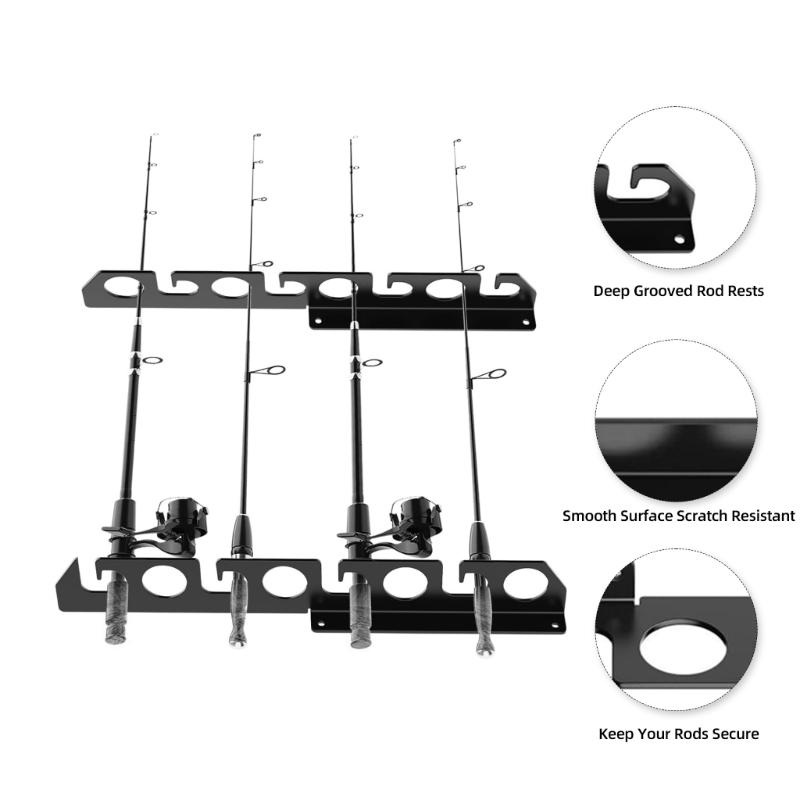 Multiple Rod Holder Wall Mounted Organizers Durable Acrylic Structure with Anti Slip Features for Fishing Enthusiasts