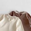 2025 Korean Style Floral Lace Peter Pan Collar Long Sleeve Baby Girls' Top