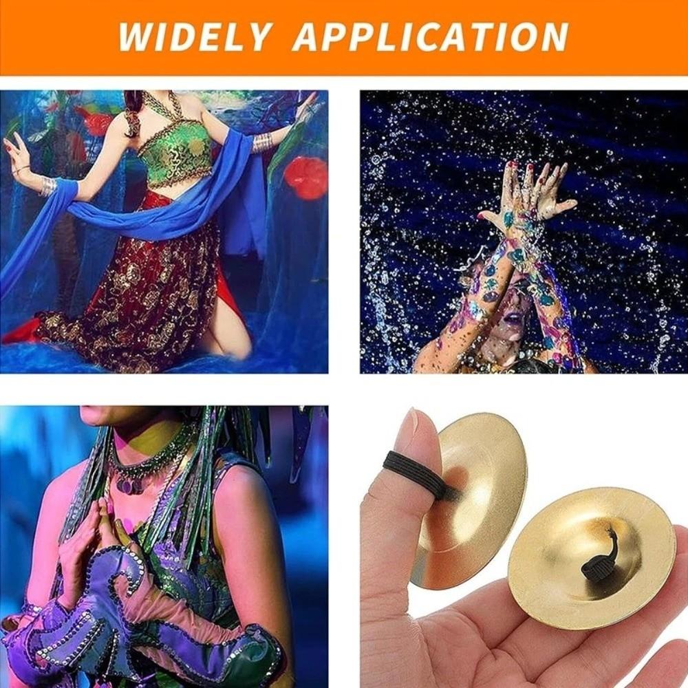2Pcs Portable Belly Dance Cymbal Mini Finger Dial Pads Percussion Instrument  Education Props