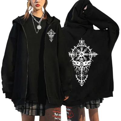 Womens Zip-up Hoodie Ancient Viking Raven Art Print Sweatshirt Autumn Daily Casual Fashion Jacket Y2K Gothic Coat