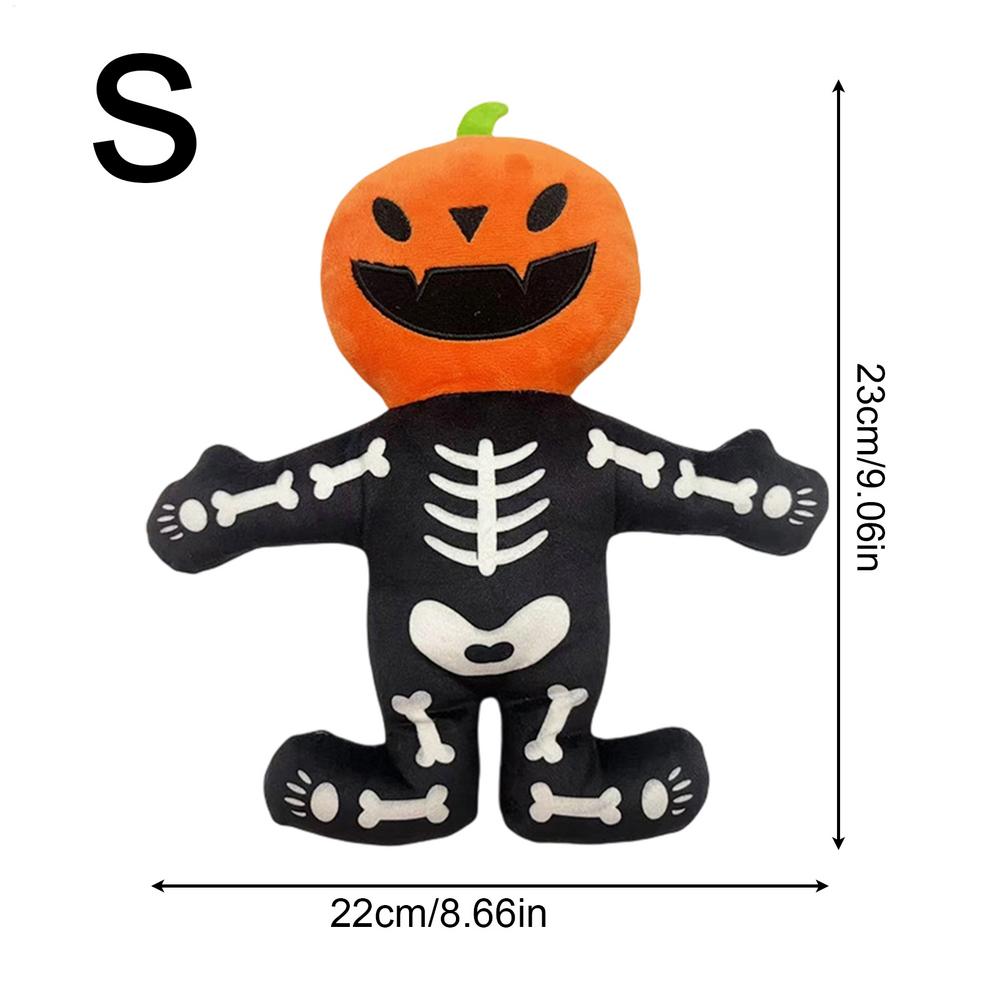 

Squeaky Dog Toys Pumpkin Skeleton Dog Chew Toys Keep Pet Busy Interactive Funny Plush for Halloween Chewing Teething Training S чёрный