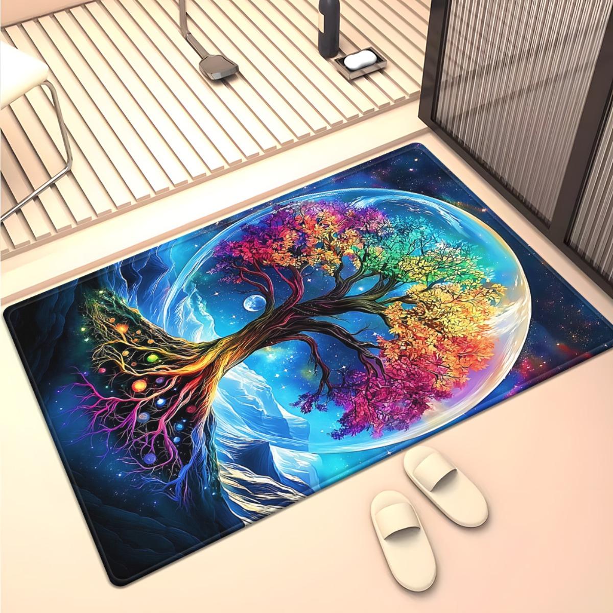 

Colorful Tree of Life Galaxy Rug Cosmic Art Crystal Velvet Carpet Living Room Space Theme Decor Fantasy Floor Mat 50x 80cm