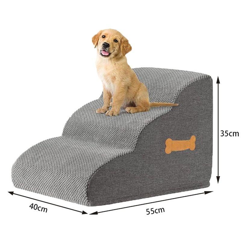 Small Dog Stair Withsponge Sponge Filling And Non-Slip Bottom Dog Ramp Stair 2/3 Step Pineapple Velvet Pet Supplies For Cat B