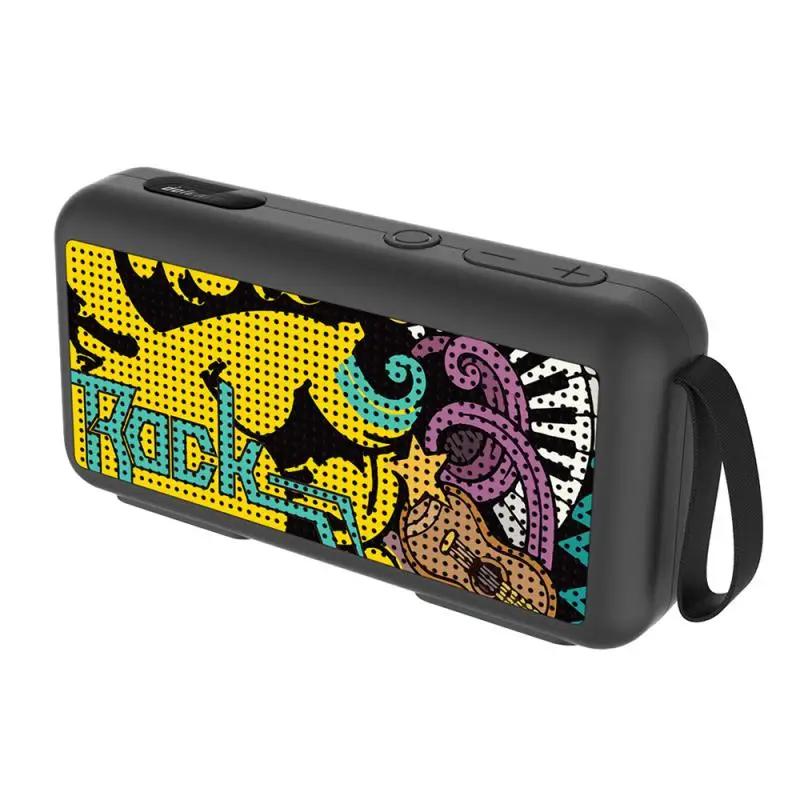 Black-Graffiti Mini Speaker Bluetooth-compatible 4.2 Wireless Speakers Micro SD Built-in Mic Stereo Music with FM TF Card