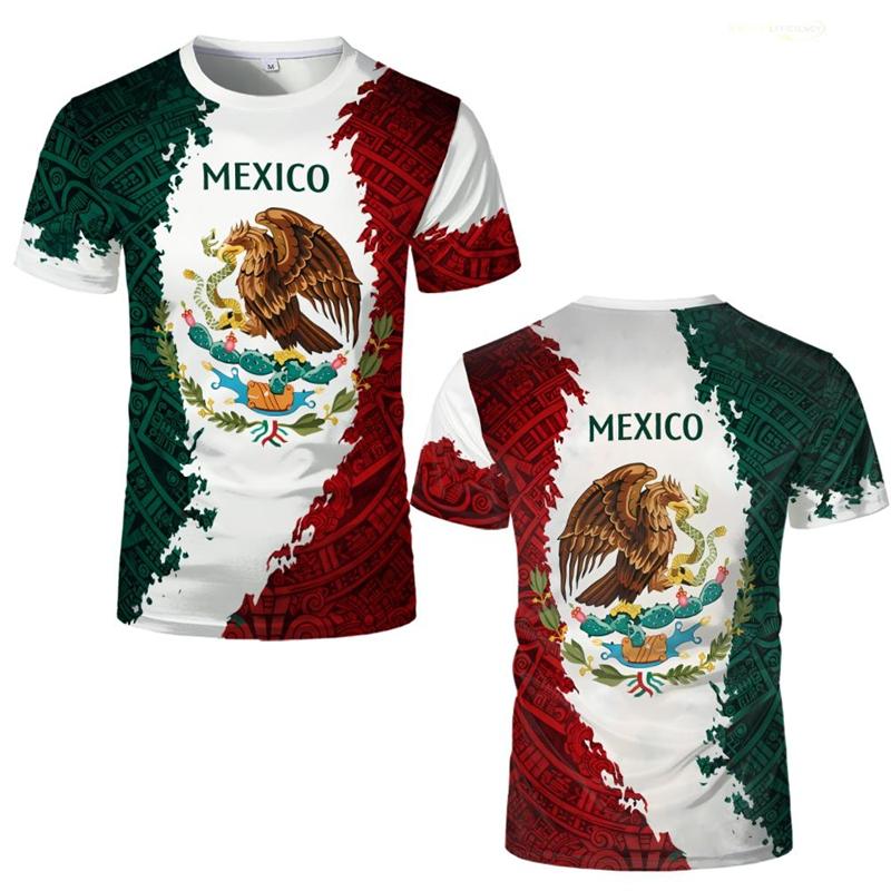 Mexican Constitution Day Pattern T-shirt Fashionable Mexican Flag and Emblem 3D Printed Top Summer Men's Casual Short Sleeve Sportswear
