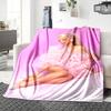 1Pc Pink Fantasy Doll Blanket Soft Throw Blanket For Home Bedroom Bed Sofa Travel Office Solid Christmas Blanket