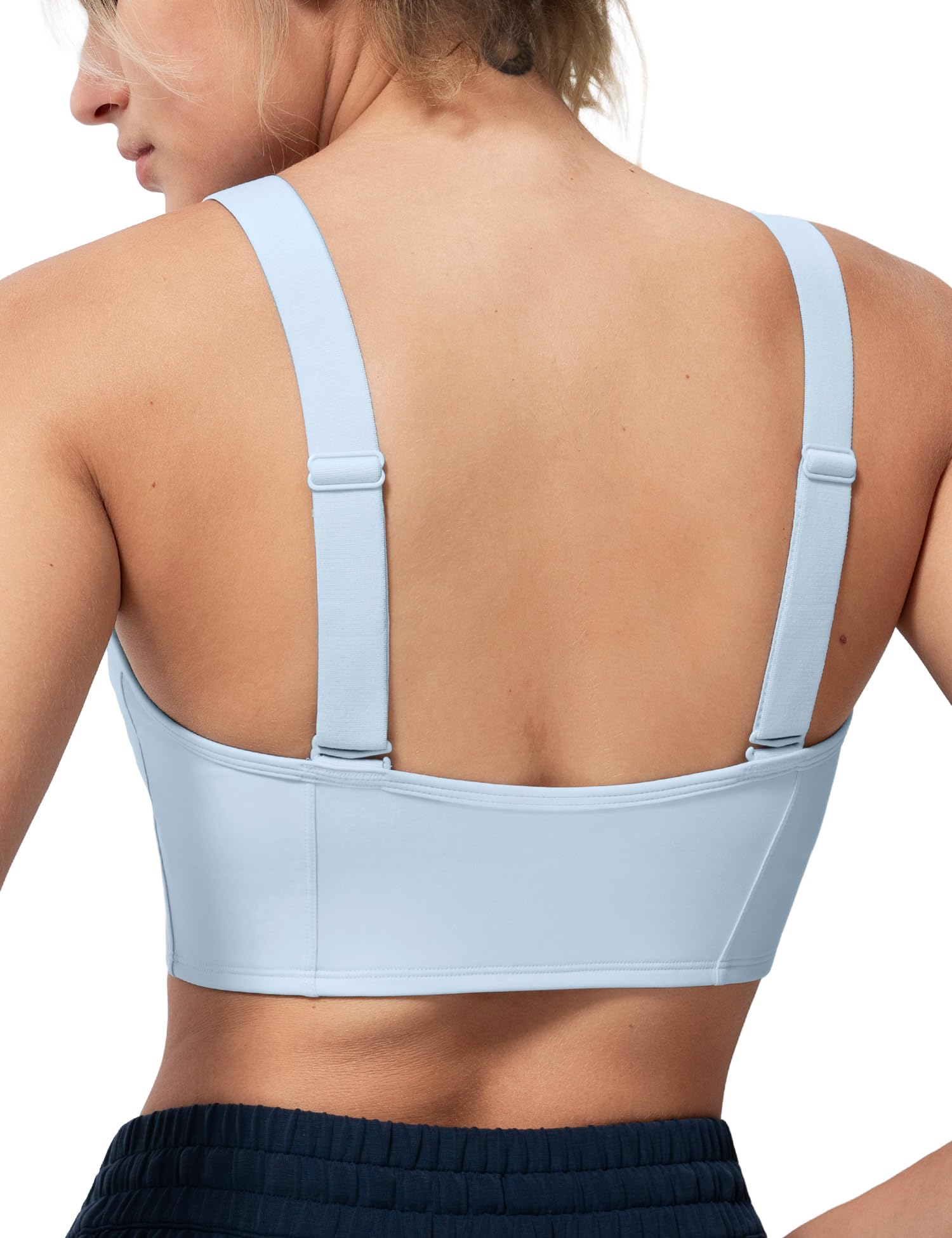 

Yvette Sports Integrated Cross Plus XL Blue Women s Bra, No-Slip, Front-Opening, Cup, Wireless, Breathable, Back, U-Back, Fitness, Gym, Size, Running,