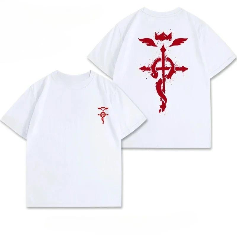 Men's casual and comfortable 100% pure cotton T-shirt beautiful anime Alchemist all-metal styleT-shirt outdoor urban fashion top
