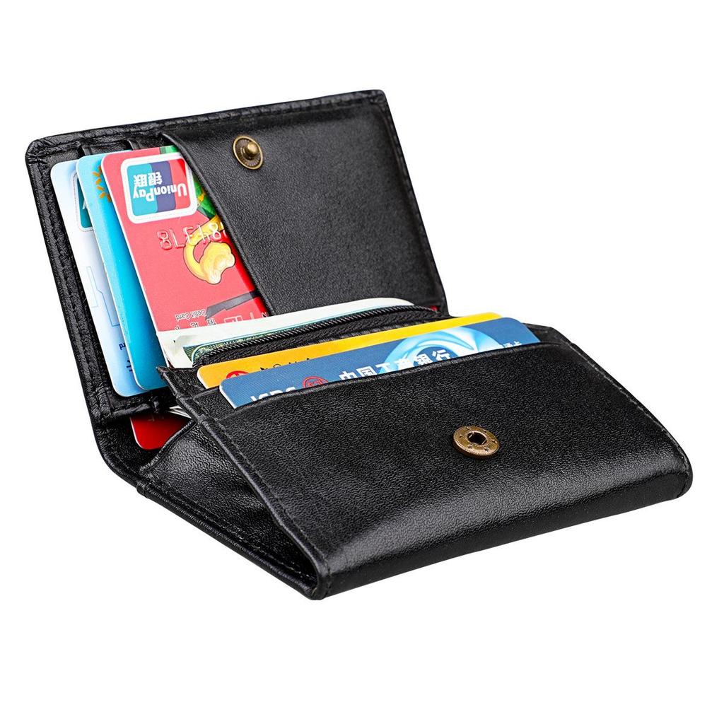 High Quality Mens and Womens Leather Zipper Coin Purse ID Card Holder Anti-magnetic RFID Anti-theft Credit Card Pouches Small Wallet