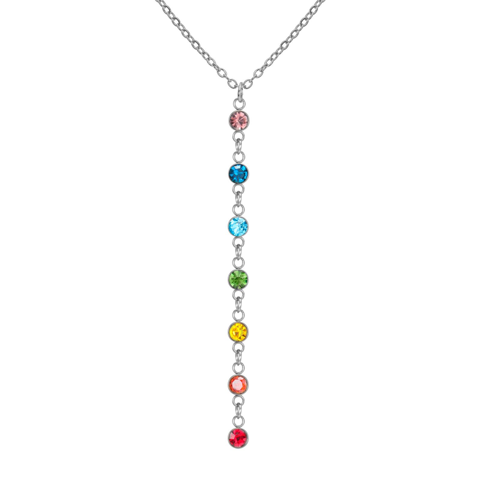 

Teamer 7 Color Zircon Necklace Stainless Steel For Women Fashion Yoga Power Spirit Energy Jewelry Birthday Amulet Gifts 2026 New 45-50cm