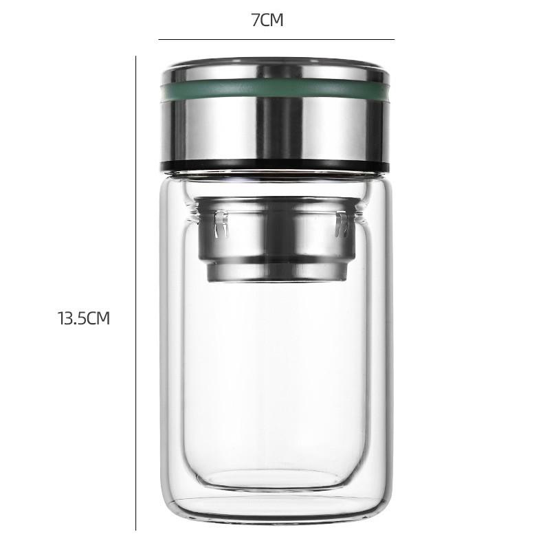 Women's Double-Walled Borosilicate Glass Tea Infuser Cup - Stylish, Compact for Office