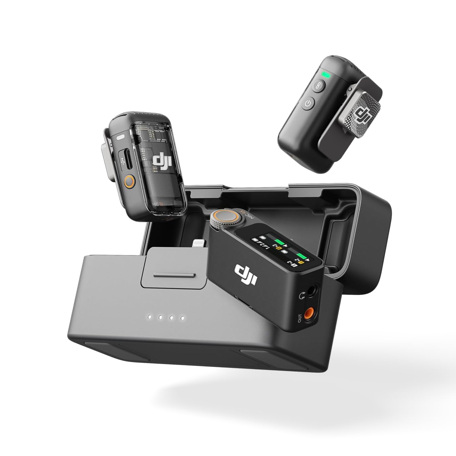 

DJI Mic 2 Transmitters 1 Receiver Charging Wireless Microphone with Smart Noise Float Internal 250m Transmission iPhone Camera and Android Microphone