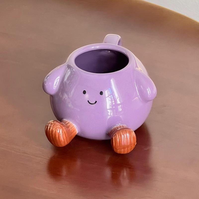 Niedlicher kreativer Aubergine Pier Pier Becher Mädchen hoher Wert Keramiktasse mit Deckel Geburtstagsgeschenkbox