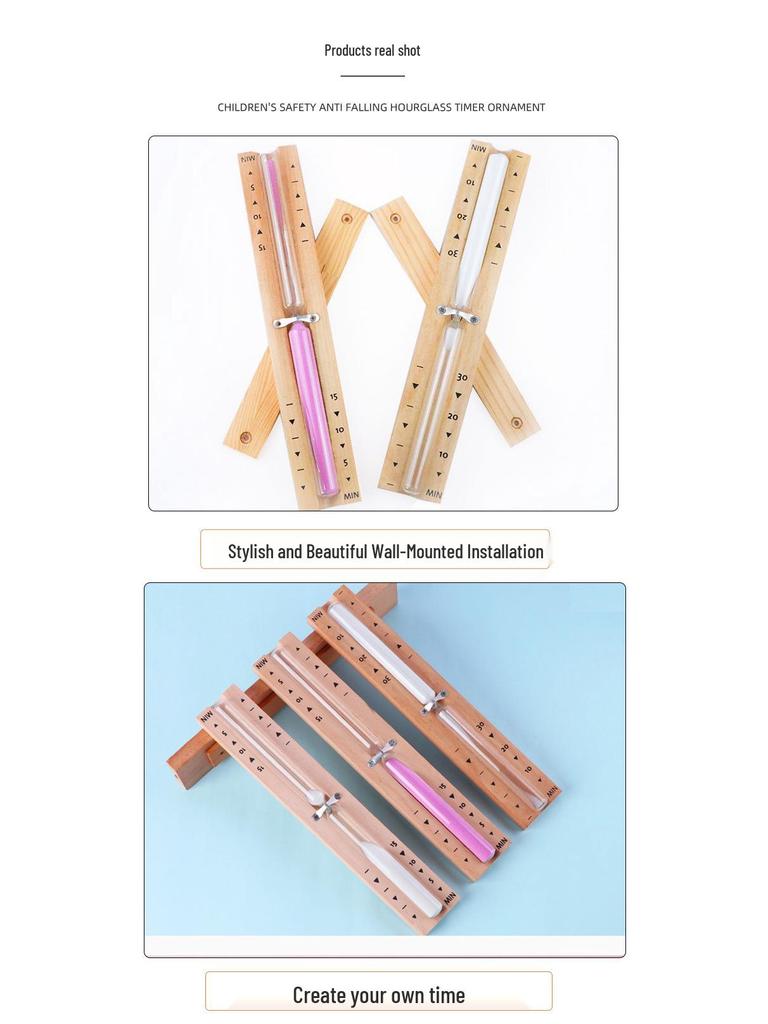 Wall-Mounted 15-Minute Rotating Wooden Sauna Hourglass Timer