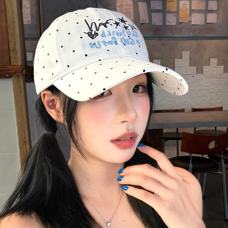 Cartoon Cat Bear Cat'S Ears Baseball Hats New Women Sunshade Polka Dot Versatile Sweet Fashion Niche Peaked Caps