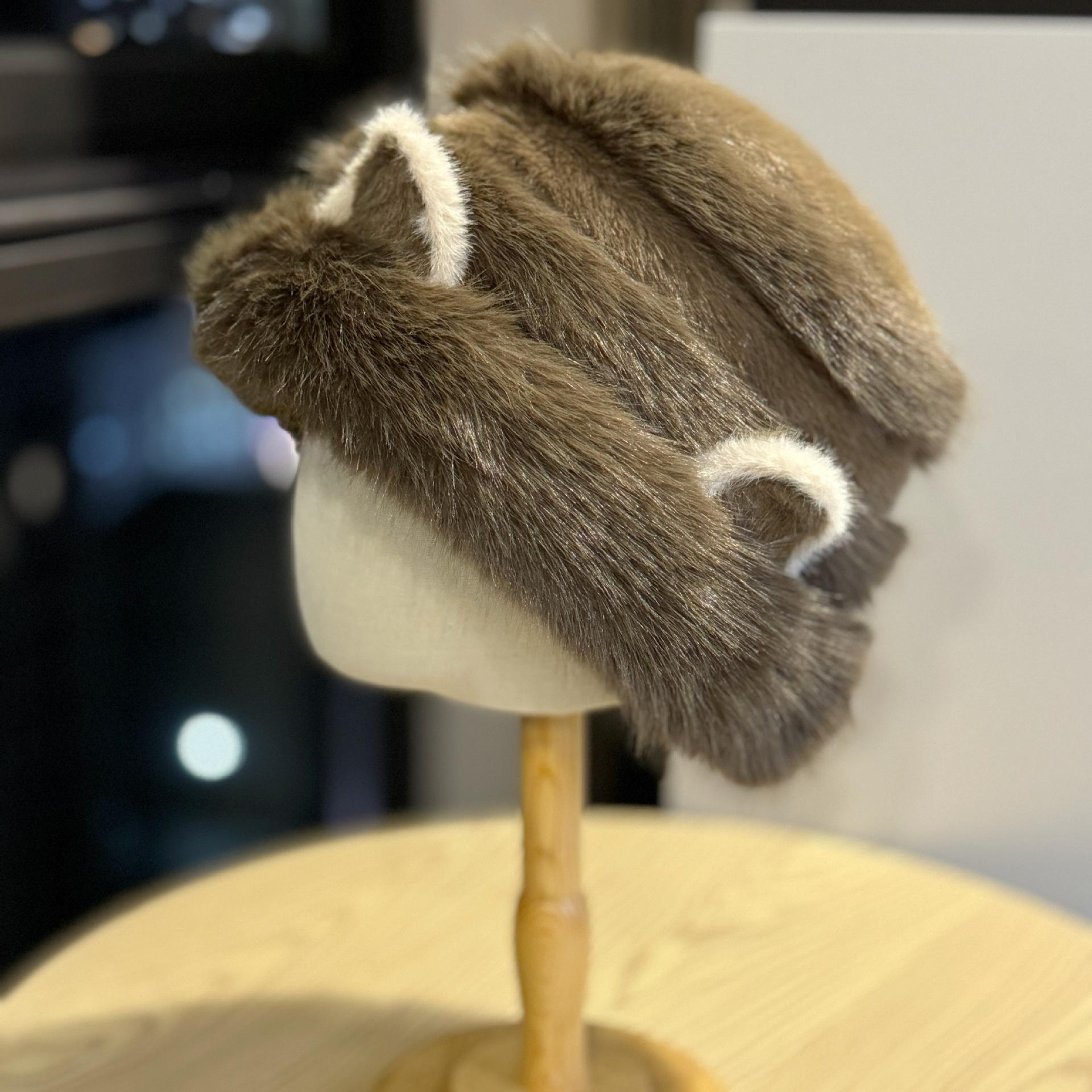 

Плюшевая теплая шапка-панама на осень и зиму в корейском стиле, универсальная, утолщенная, ветрозащитная, для защиты ушей, маленькая шапка-ведро, приятная для лица Adjustable