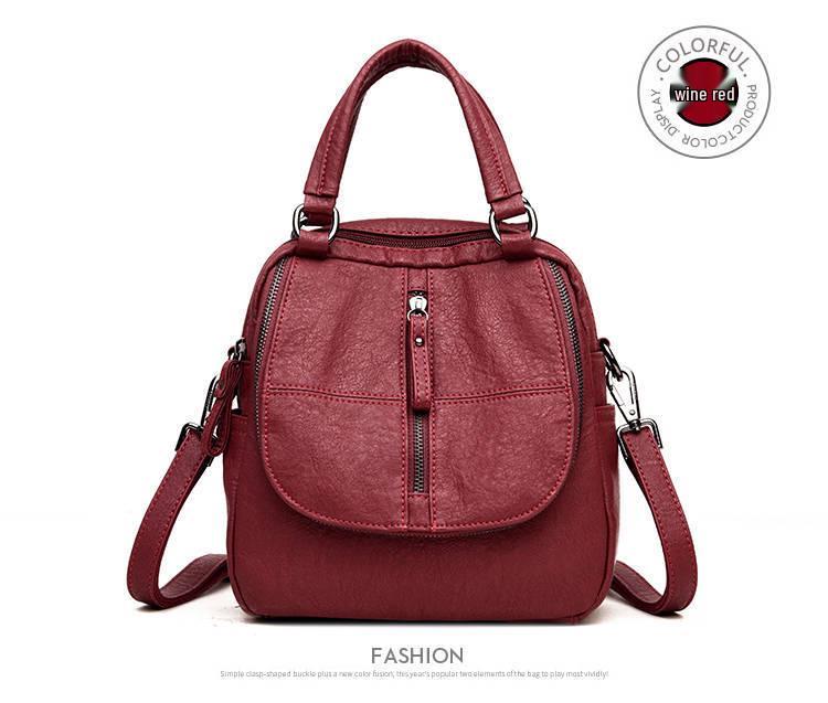 Women's Versatile PU Leather Backpack - Large Capacity Casual Handbag Schoolbag