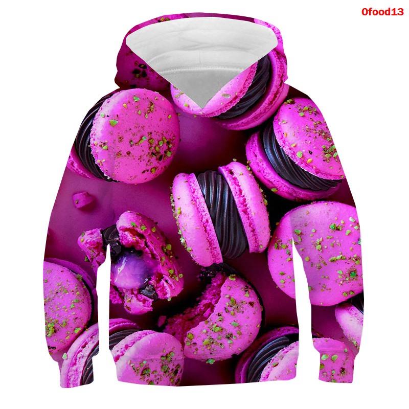 3D Print Funny Food Tops Candy Macaron Girls Boys Hoodies Kids Hooded Sweatshirts Teens Clothes 2021 Children Nutella Pullovers