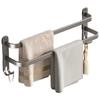No-Drill Gunmetal Grey Towel Rack with Shelf