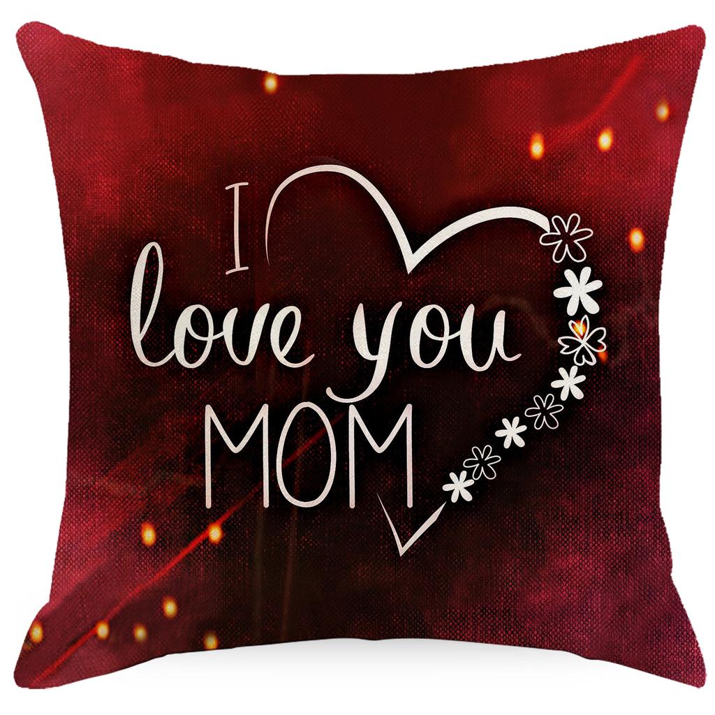 New Mother's Day Line Printed Pillow Cover Pink Love Home Sofa Bedside Pillow Cover