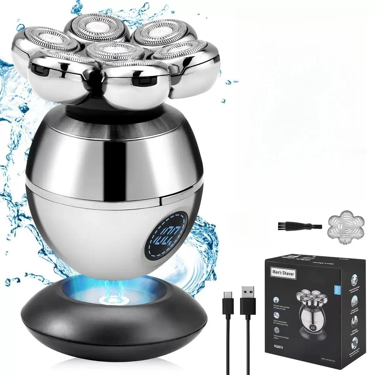 

Электробритва 7D с плавающей режущей головкой, базовая зарядка, портативный мужской триммер для стрижки бороды, бритва с черепом, водонепроницаемая бритва