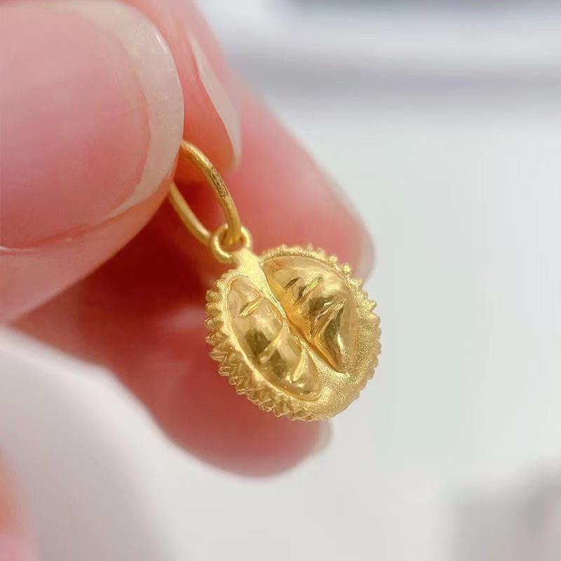 Real Durian Pendant Rose Gold Necklace - Mao Shan Wang Design, Perfect for Valentine's Day