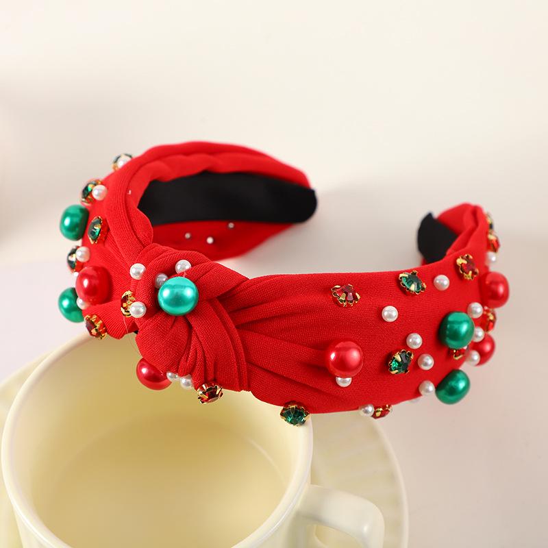 Ny Trendig Knuten Pärl Strass Jul Pannband