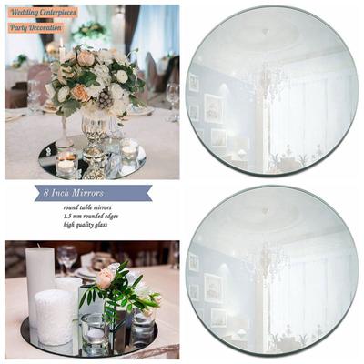 Round Acrylic Mirror Tray 8inch Circle Candle Mirror Plate Decor Accessory for Wedding Baby Shower Birthday Centerpieces