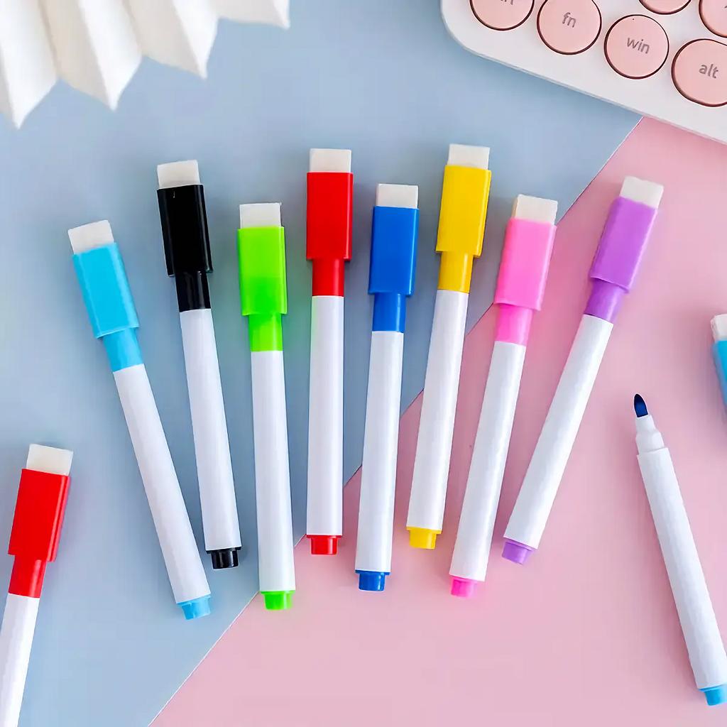 8 Colors Dry Erase Pen Set with Magnetic Markers for Office Whiteboard Calendar & Refrigerator Multicolor Writing Tools