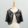Damen Spitze Schal Cape Kurzarm Bolero Shrug, Strass Schnalle Rosen Spitze Cover Up Für Hochzeit Abendparty Brautkleid, Schwarz Weiß